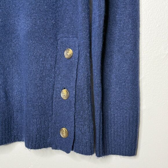 J.Crew Womens Turtleneck Sweater XS Blue Wool Blend Side Buttons Preppy Academia - Picture 9 of 9